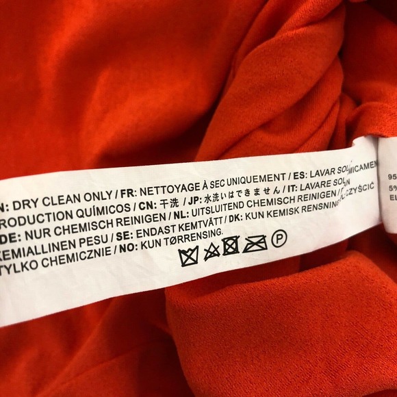 JOA Faux Wrap Top Orange Plunge V-Neck Ruched Stretch L - Picture 3 of 6